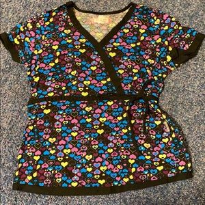 Hearts Koi Scrub Top
